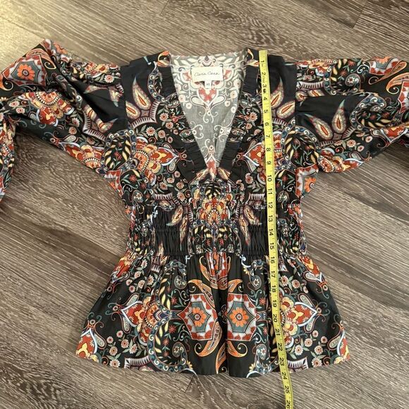 Cara Cara Emmery Cinched-Waist Poplin Peplum Top - Picture 8 of 9